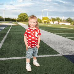 Gigi and Max - Bamboo Kids Clothing Boys Shirt Polo Nebraska Scarlet & Cream : 2t/3t