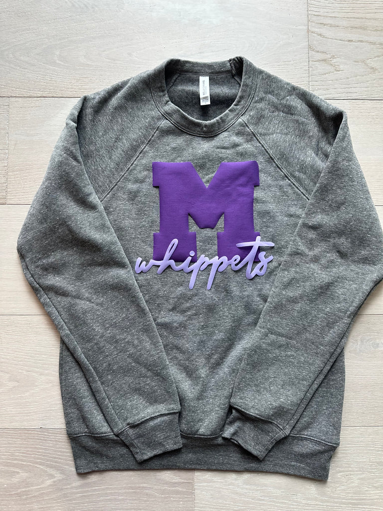 M LIGHT PURPLE WHIPPETS - GREY SPONGE CREW (YOUTH + ADULT)