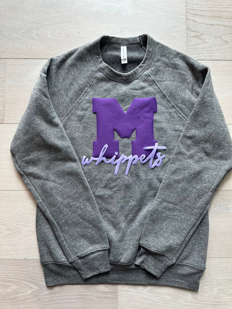 M LIGHT PURPLE WHIPPETS - GREY SPONGE CREW (YOUTH + ADULT)