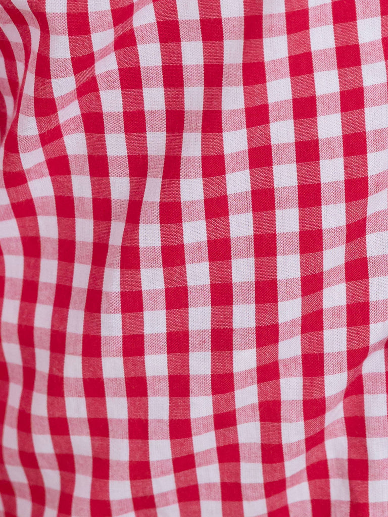 RuffleButts + RuggedButts - Boys Classic Red Gingham Short Sleeve Button Down Shirt: Red / 12-18m