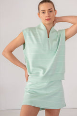 Rae Mode - MODAL SCUBA STRIPE LUXE V-NECK SLEEVELESS TOP: Brink Pink/Cream / S-M-L(2-2-2)