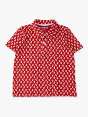 RuffleButts + RuggedButts - Boys Varsity Red Football Frenzy Knit Short Sleeve Performance Polo: Red / 8