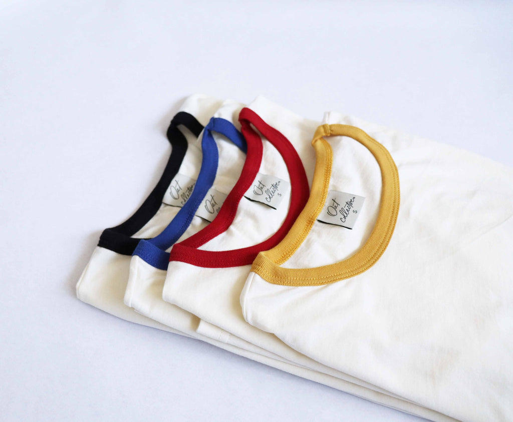 OAT COLLECTIVE - Basic Blank Ringer Top: NATURAL/RED / S