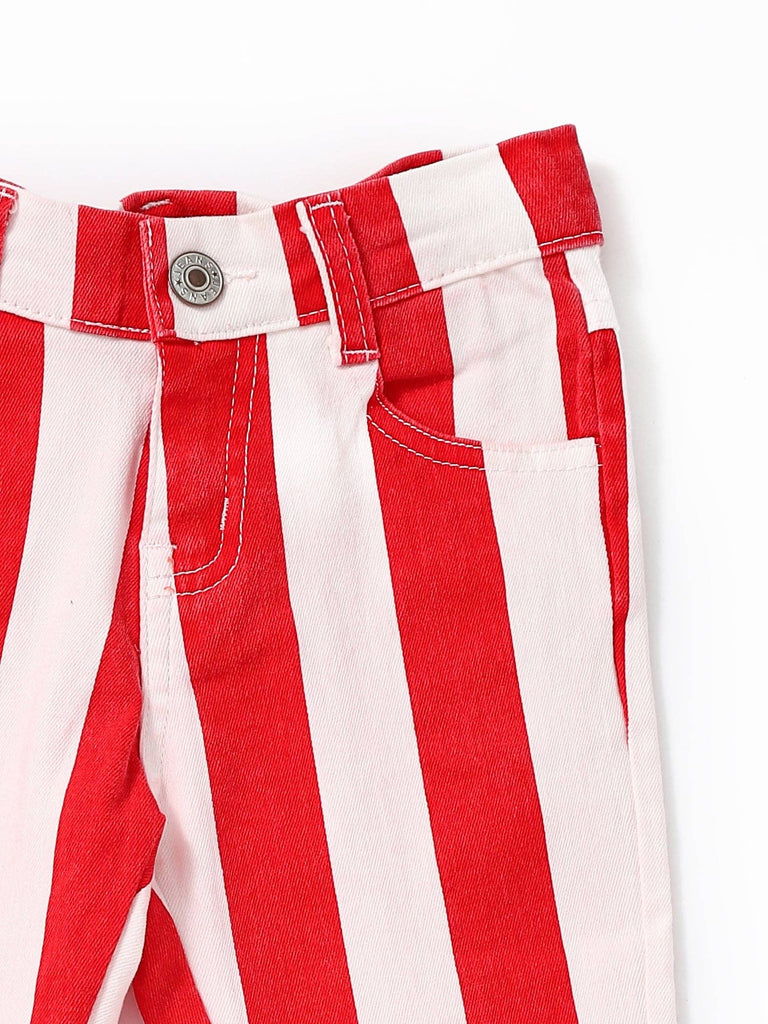 sassy kids palace - Red Stripe Girls Flare Jeans: 6-7T