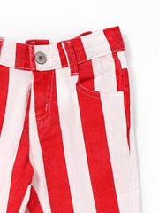 sassy kids palace - Red Stripe Girls Flare Jeans: 6-7T