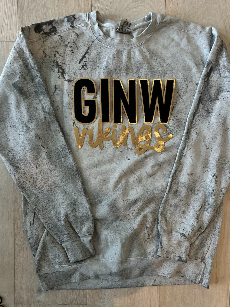 GINW VIKINGS - GREY DYED COMFORT COLORS CREWNECK