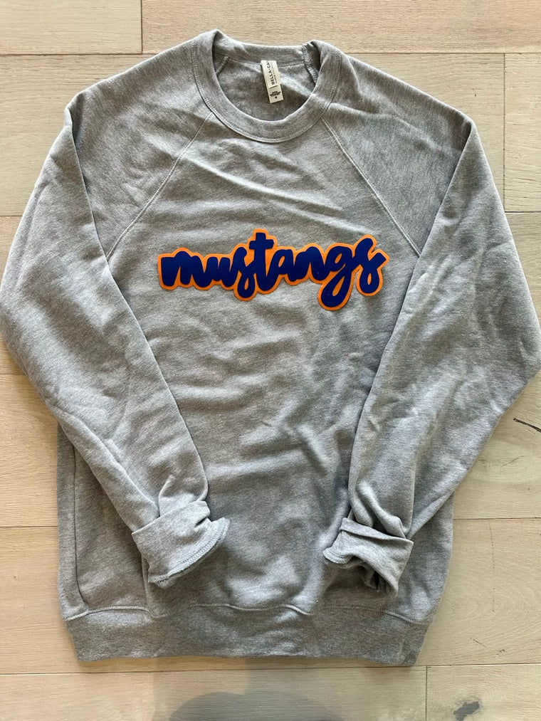 MODERN MUSTANGS - GREY SPONGE CREWNECK