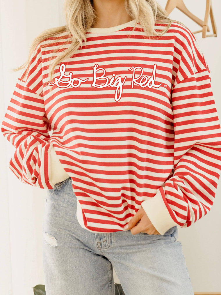Go Big Red Stripe Sweatshirt: S
