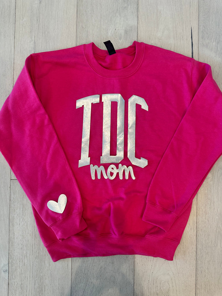 TDC MOM + HEART  - HOT PINK GILDAN CREW