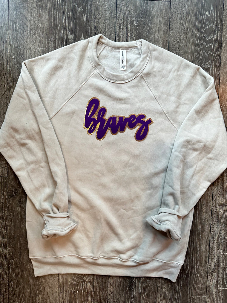 CURSIVE BRAVES - IVORY SPONGE CREW