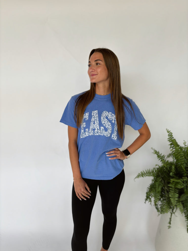 VARSITY BLUE FLORAL EAST - BLUE TEE