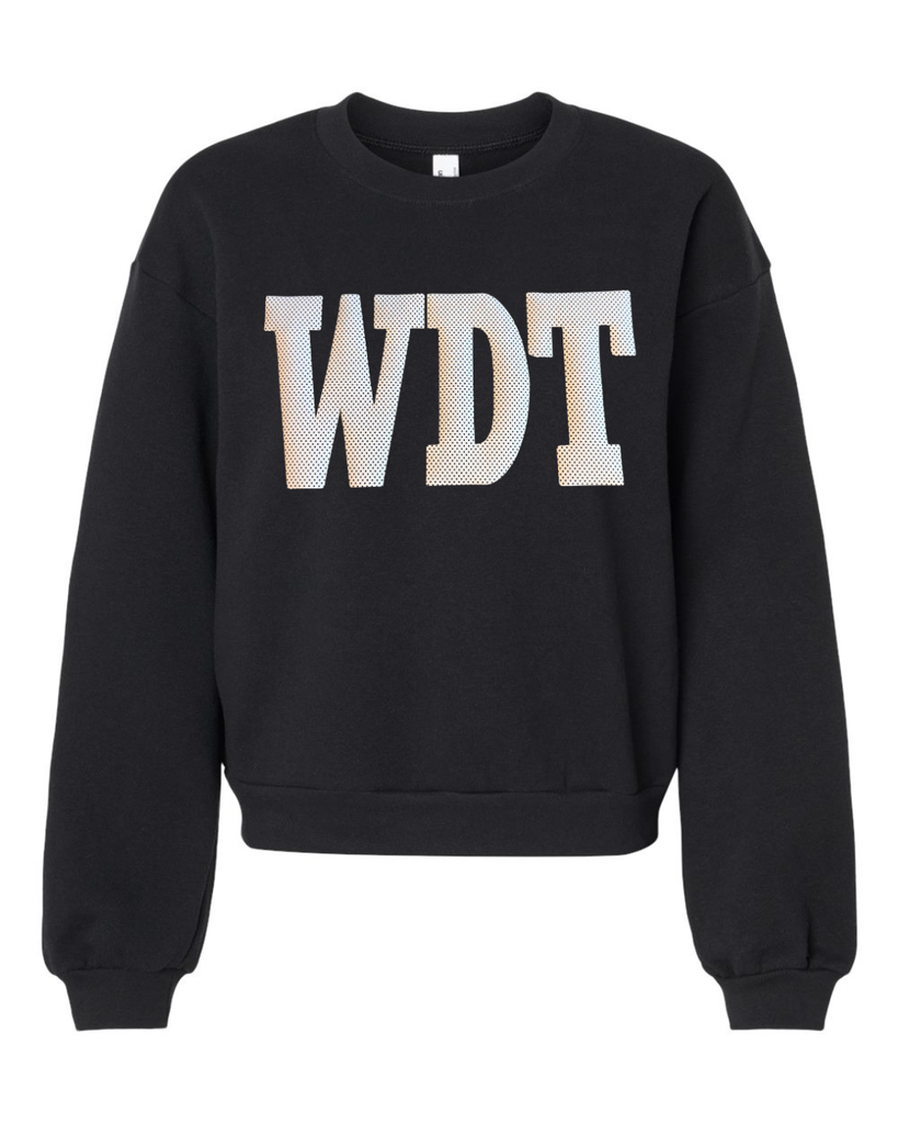 WHITE/BLACK POLKA DOT WDT - BLACK CROP CREW