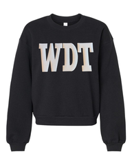 WHITE/BLACK POLKA DOT WDT - BLACK CROP CREW