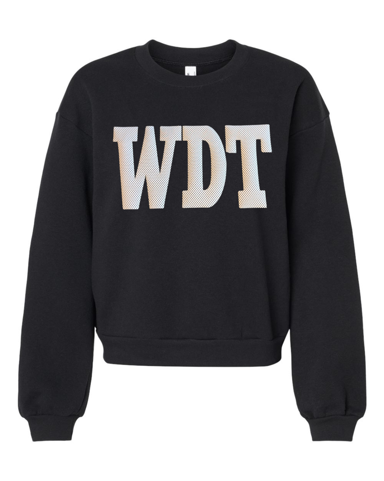 WHITE/BLACK POLKA DOT WDT - BLACK CROP CREW