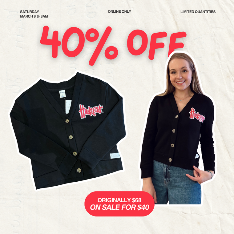 BLACK HUSKERS CARDIGAN