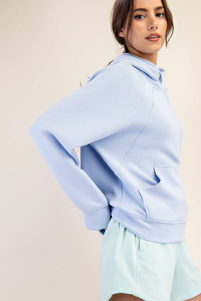 Rae Mode - MODAL SCUBA QUARTER ZIP HODDIE JACKET: H Grey / S-M-L(2-2-2)