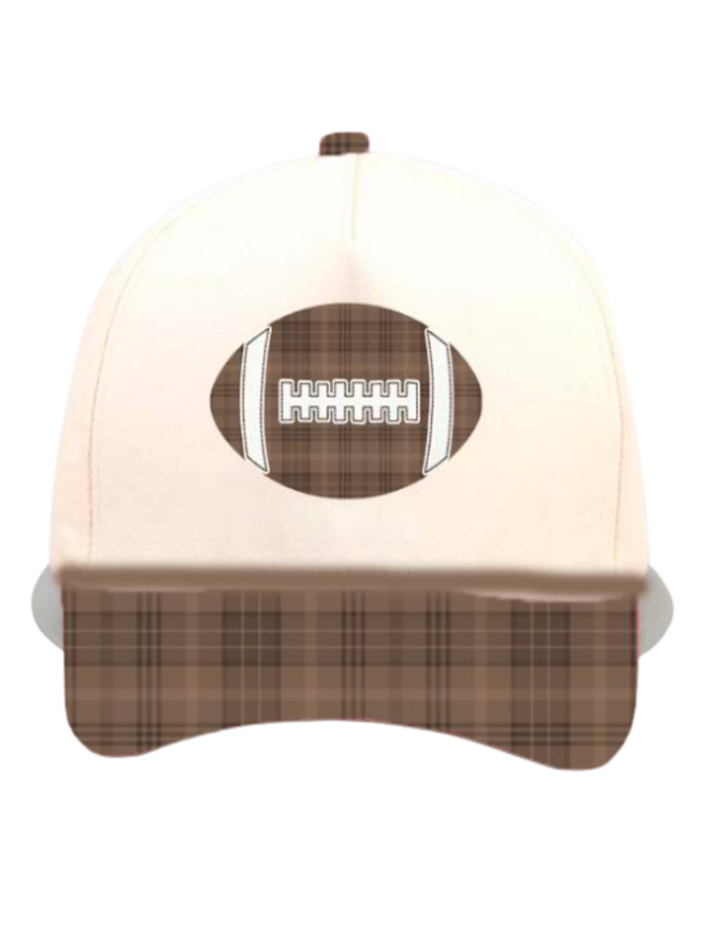 Summer Tees - GINGHAM FOOTBALL CANVAS CAP: RED/NATURAL