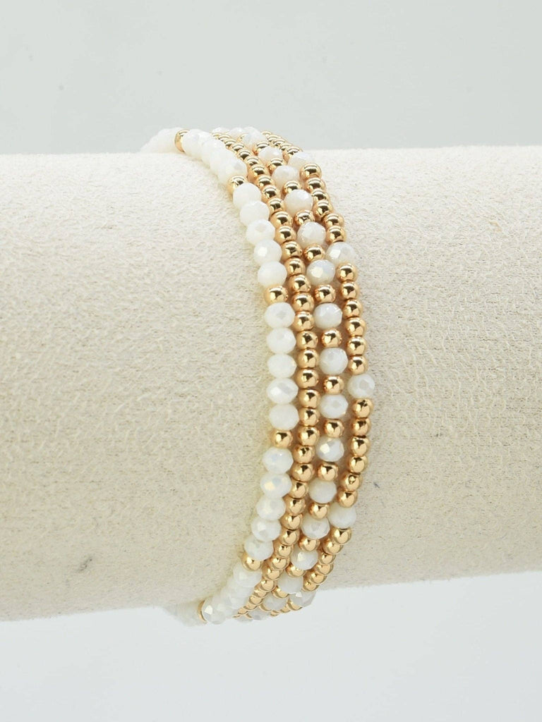 MiMi Wholesale - CB2285 4 Piece CCB Glass Bead Stretch Bracelet Set: Red White