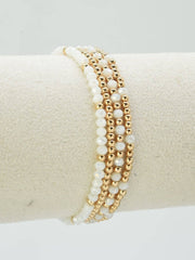 MiMi Wholesale - CB2285 4 Piece CCB Glass Bead Stretch Bracelet Set: Red White