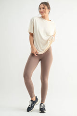 Mono B - Brushed Hacci Oversized Boyfriend Tee: 2TONE GREY / S:M:L (2:2:2)