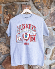 LivyLu - Nebraska Huskers Prep Patch Gray Thrifted Tee: M