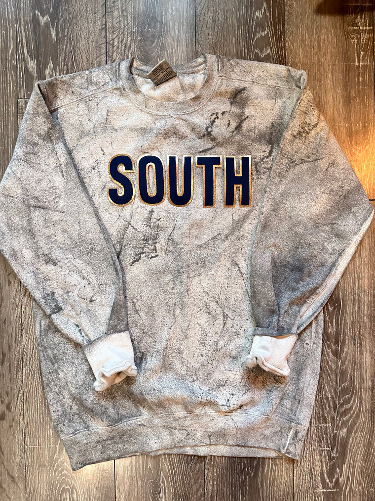 NAVY/GOLD METALLIC SOUTH - GREY DYED COMFORT COLORS CREW