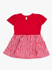 RuffleButts + RuggedButts - Girls Classic Red Gingham Short Sleeve Tiered Dress
: Red / 3T