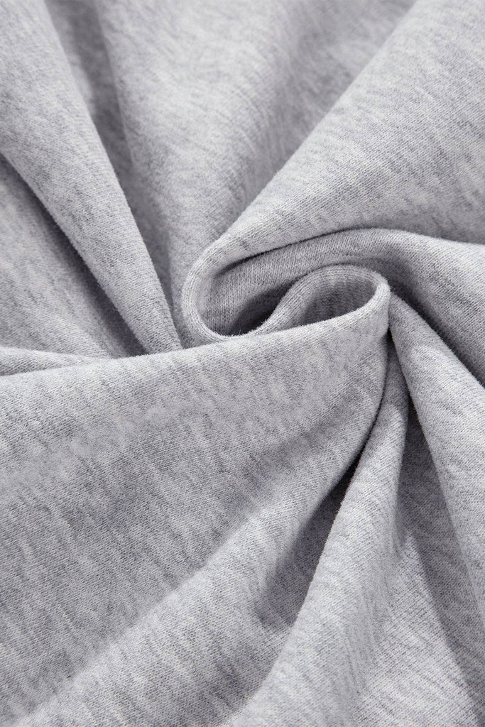 Pretty Bash - Quarter Zip Kangaroo Pocket Sweatshirt: Light Grey / M