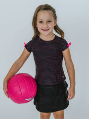 RuffleButts + RuggedButts - Girls Black Tiered Active Skort: Black / 12