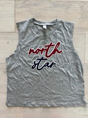 NORTH STAR - GREY CROP MUSCLE TANK