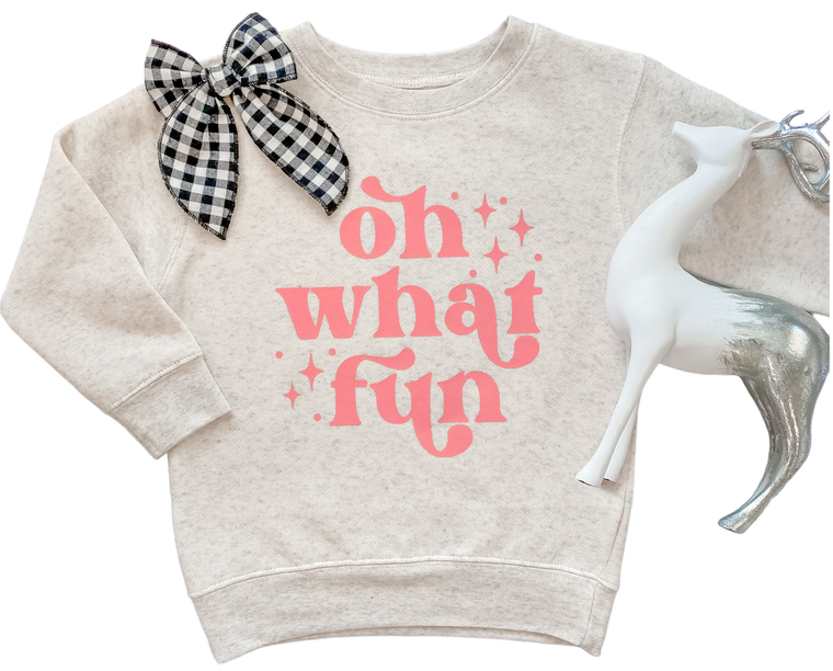 Holland Ave Clothing - Oh What Fun | Girls Christmas Sweatshirt: Red / 2T