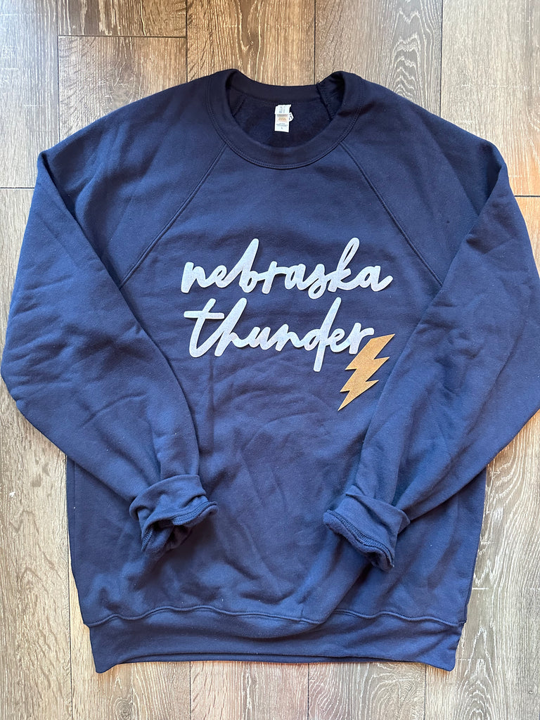 NEBRASKA THUNDER w/ BOLT- NAVY SPONGE CREW