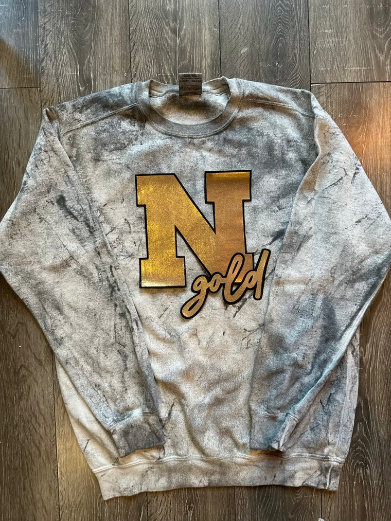 N GOLD - GREY DYED COMFORT COLORS CREW