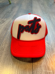 PATS - RED/WHITE TRUCKER HAT