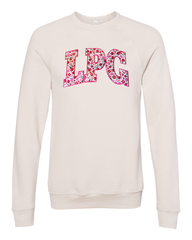 LPG - (PINK/RED ROSES FLORAL / HOT PINK) - IVORY SPONGE CREWNECK