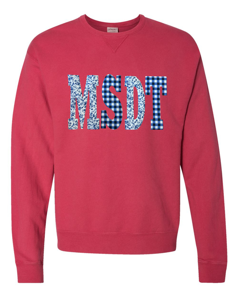 BLUE FLORAL + BLUE GINGHAM MSDT - CRIMSON COMFORTWASH CREW