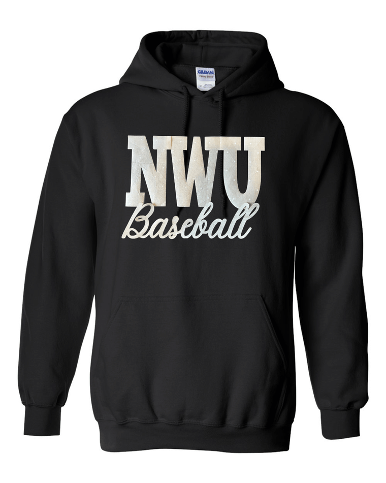 NWU BASEBALL (BEIGE POLKA DOT + GOLD METALLIC) - BLACK GILDAN HOODIE