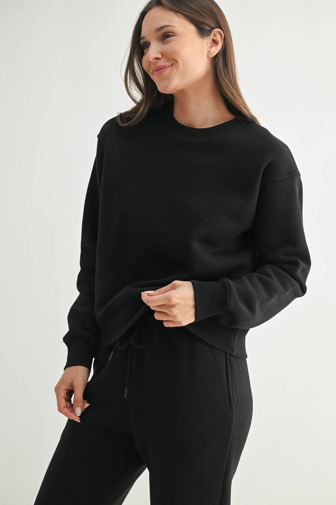 Mono B - Classic Fit Fleece Sweatshirt: PEARLED IVORY / S:M:L (2:2:2)