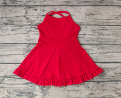 Aier Wholesale - Baby Girls Red Athletic Active Wear Knee Length Dresses: 7-8T