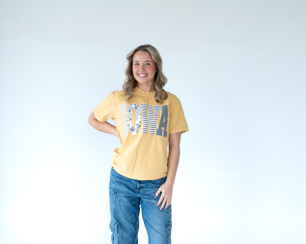 PATCHWORK IOWA - YELLOW TSHIRT