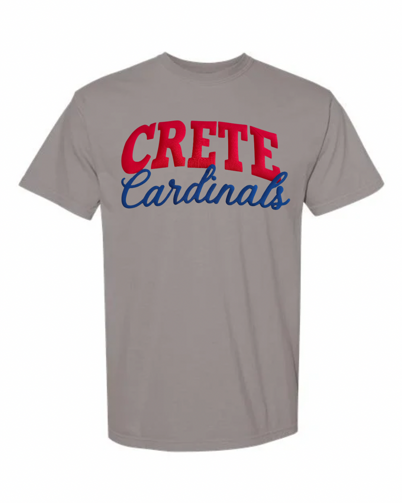 RED CRETE BLUE CARDINALS - GREY COMFORT COLORS TEE (YOUTH + ADULT)