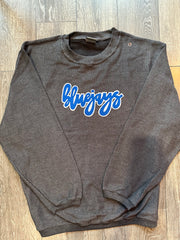 CURSIVE BLUEJAYS - GREY RIBBED CREW