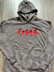 CURSIVE RED METALLIC COZAD - CHARCOAL HOODIE (YOUTH + ADULT)