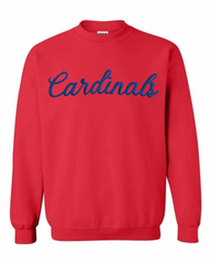 BLUE CURSIVE CARDINALS - RED CREW (YOUTH + ADULT)