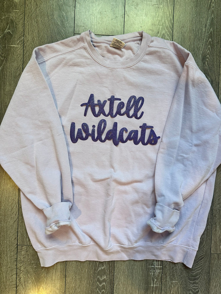 PURPLE SPARKLE AXTELL WILDCATS  - ORCHID COMFORT COLORS CREW