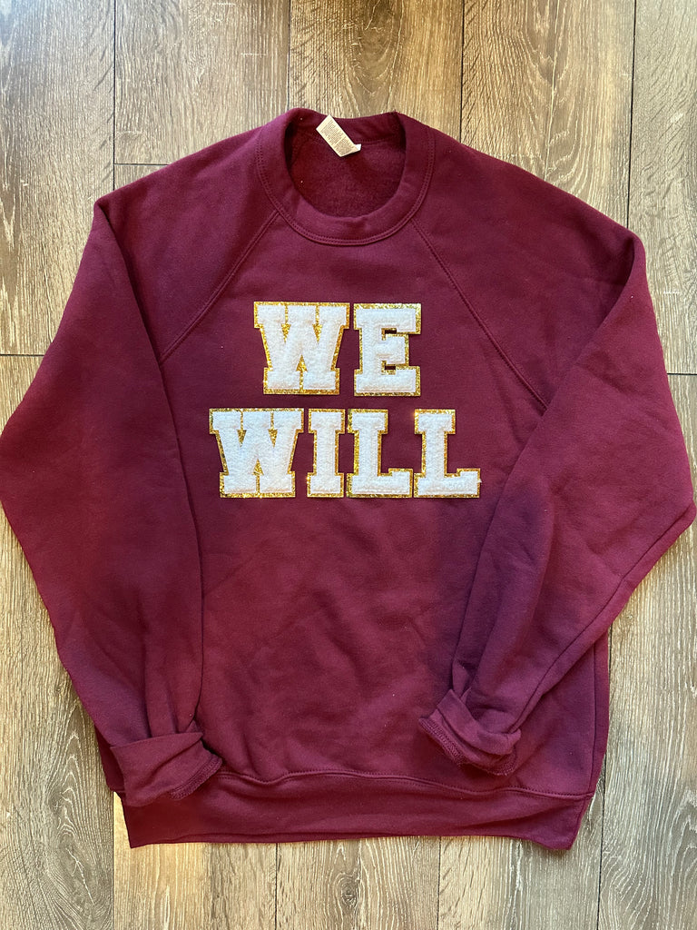 CHENILLE WE WILL - MAROON SPONGE CREW