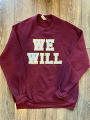 CHENILLE WE WILL - MAROON SPONGE CREW