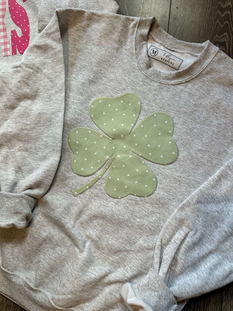 GREEN POLKA DOT CLOVER - ASH CREWNECK