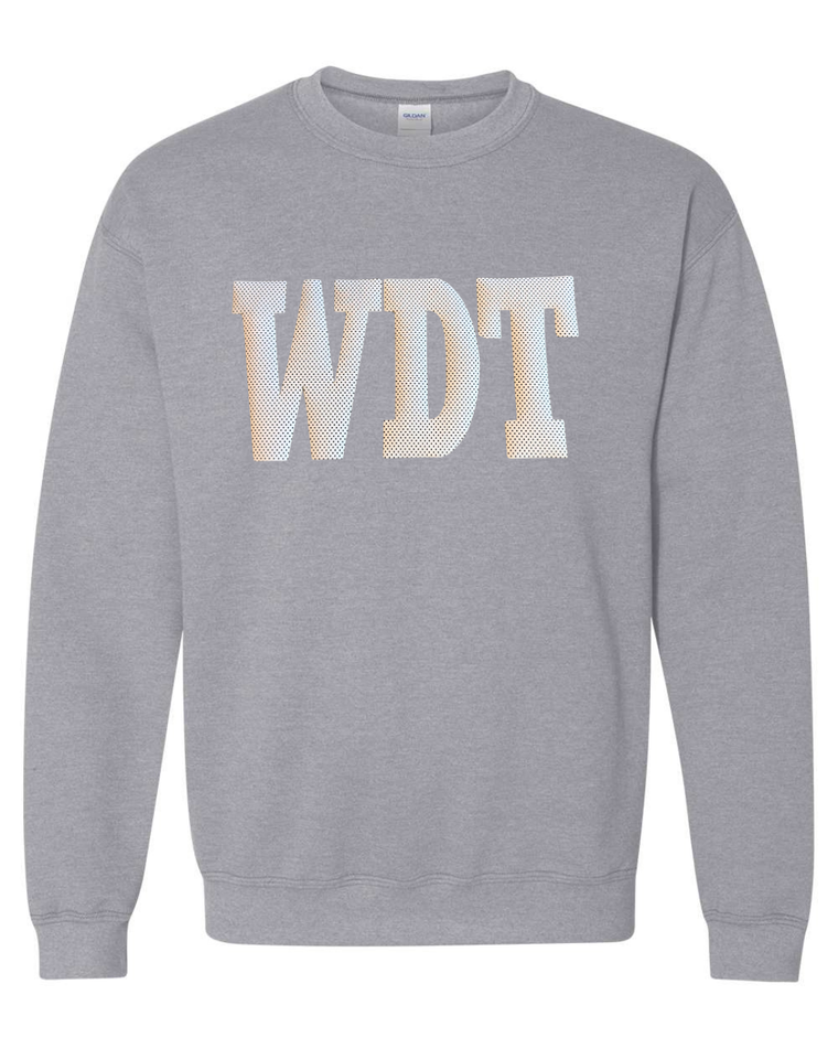 WHITE/BLACK POLKA DOT WDT - SPORT GREY CREWNECK OR HOODIE