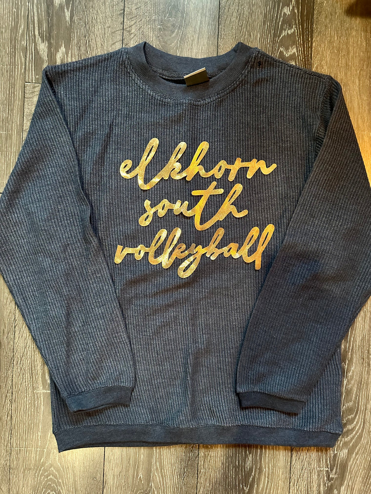 ELKHORN SOUTH VOLLEYBALL - GREY RIBBED CREW